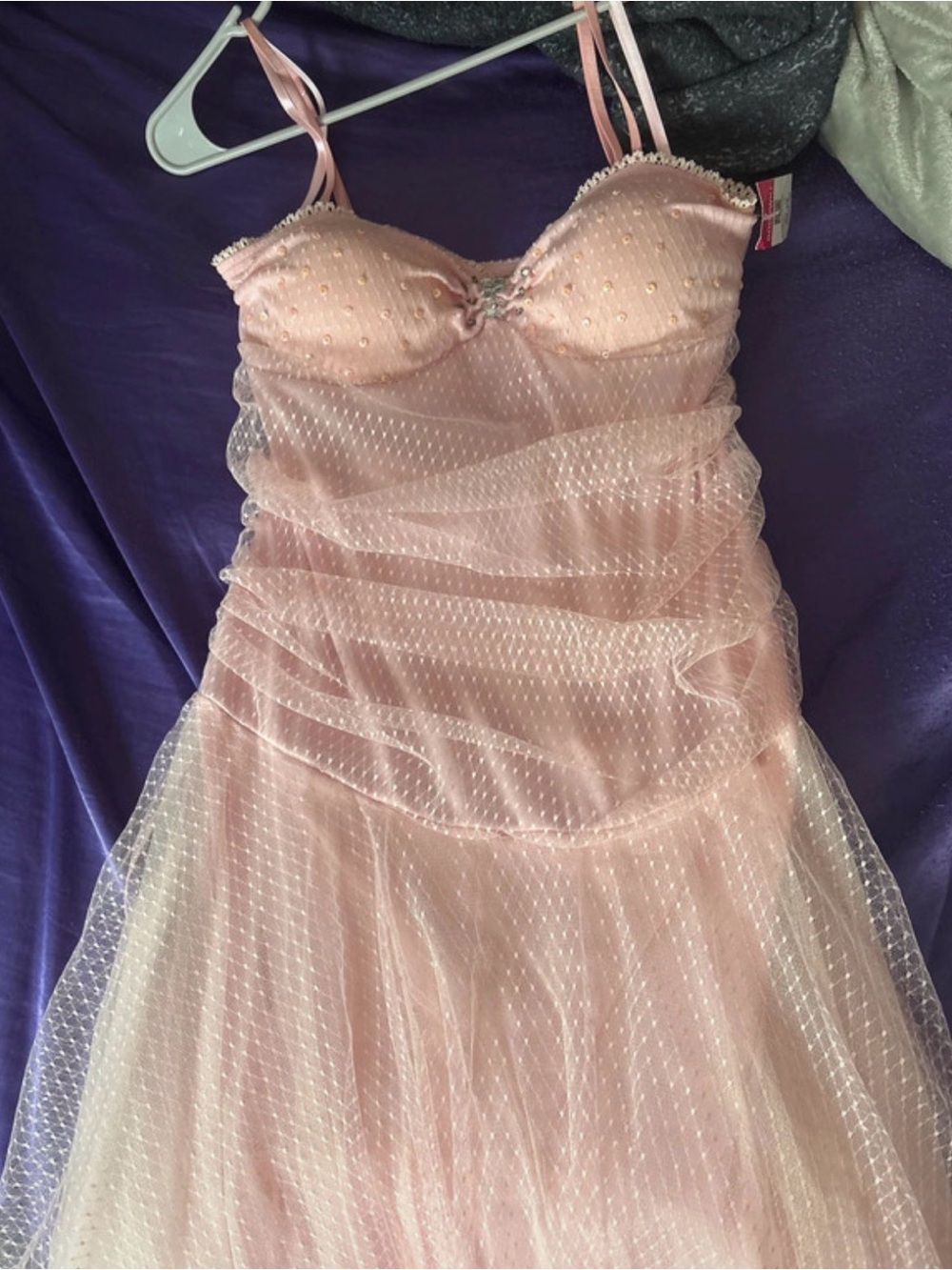 Strapless Blush Pink Tulle Evening Dress